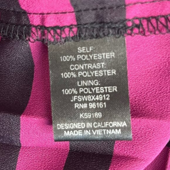 Be Bop Fit and Flair Dress Size Medium Black Purple Pleated Striped New - Picture 8 of 11